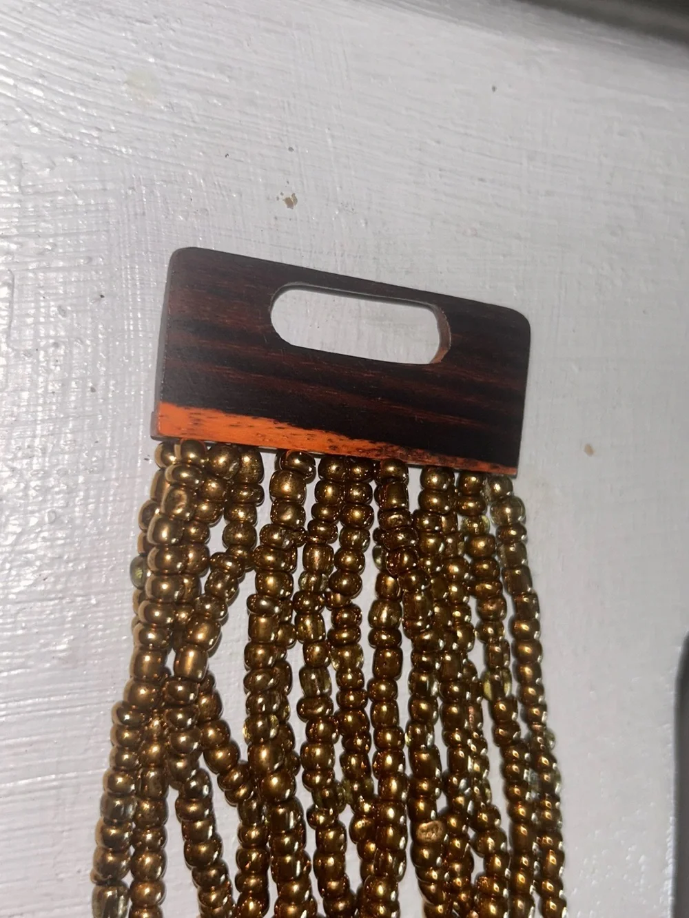 Beaded Multi-Strand Brown Bracelet with wood clasp